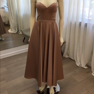 SAMPLE SALE!! Tal Medina Couture: Strapless Bustier Silk Midi Gown